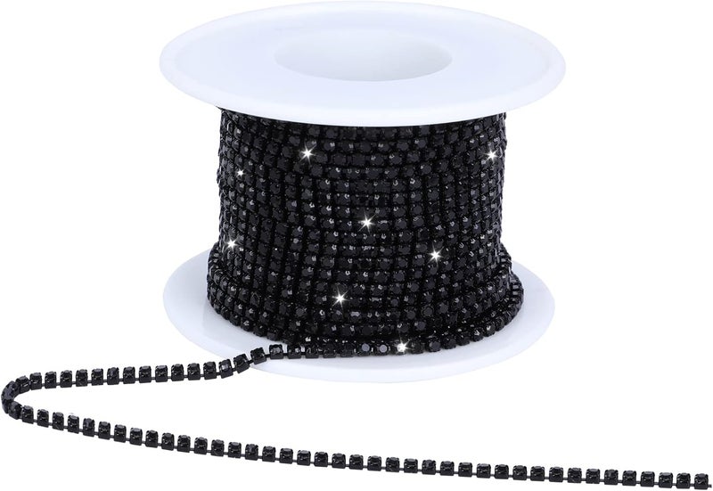 Dropower Crystal Rhinestone Close Chain Trim,10 Yards/Roll of 2mm Rhinestone Banding Claw Cup Chain for Sewing Crafts,DIY Decoration,Jewelry,Clothing,Shoes Black - Image 1